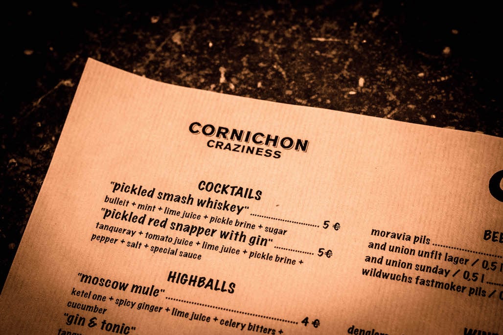 cornichon craziness cocktail karte